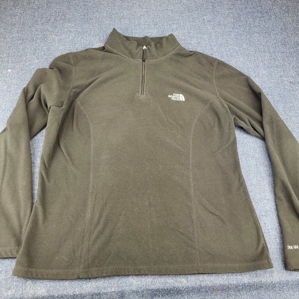 The North Face TKA 100 Womens Black Quarter Zip Fleece Pullover Size Large
